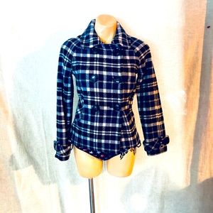 Aeropostale navy plaid peacoat. Size small/petite